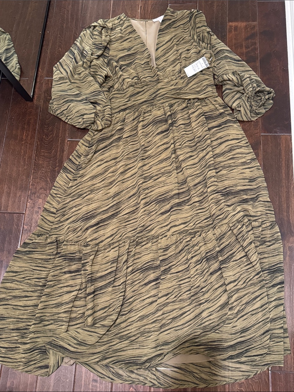 Chelsea28 Olive Black Geode Stripe Maxi Dress XXL NWT